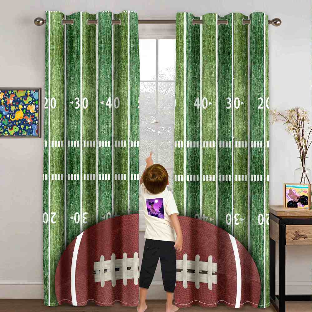 American Football Field & Yard Line Artistic Curtains CozyLil