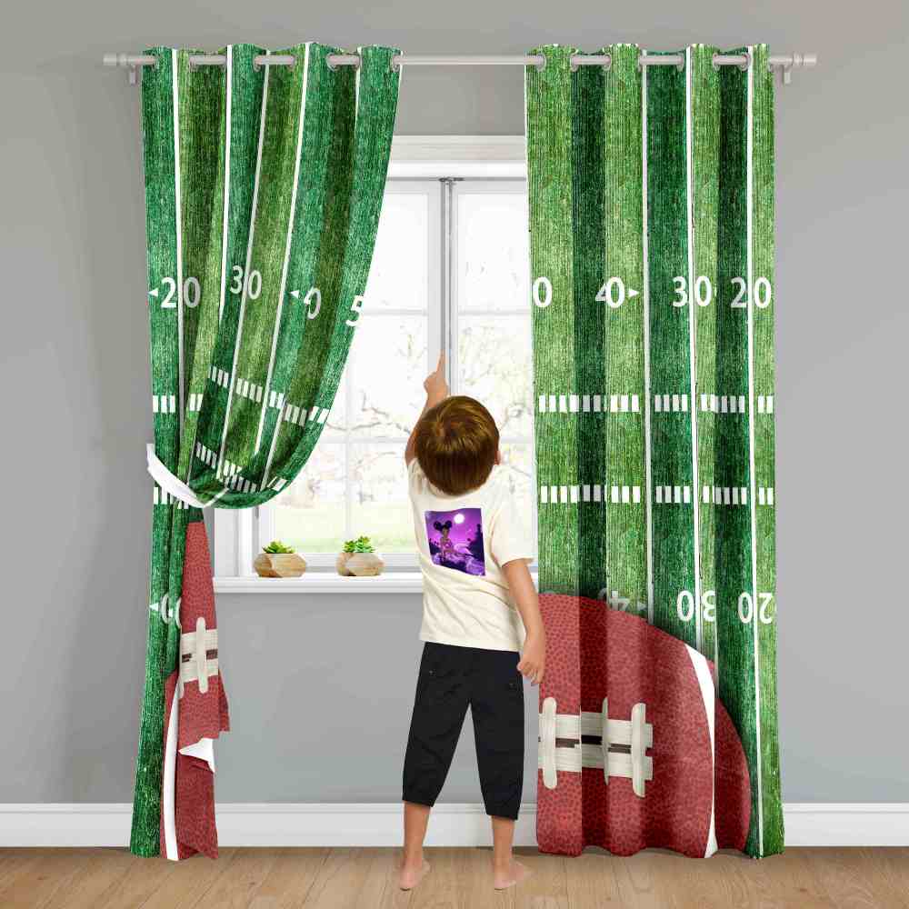 American Football Field & Yard Line Artistic Curtains CozyLil