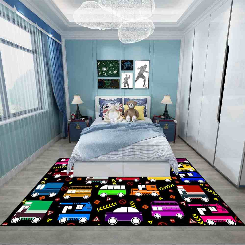 Colorful Cartoon Cars Nursery Floor Mat Upgrade Ultra Non-Slip | CozyLil