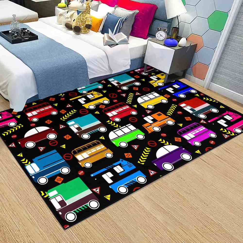 Colorful Cartoon Cars Nursery Floor Mat Upgrade Ultra Non-Slip | CozyLil