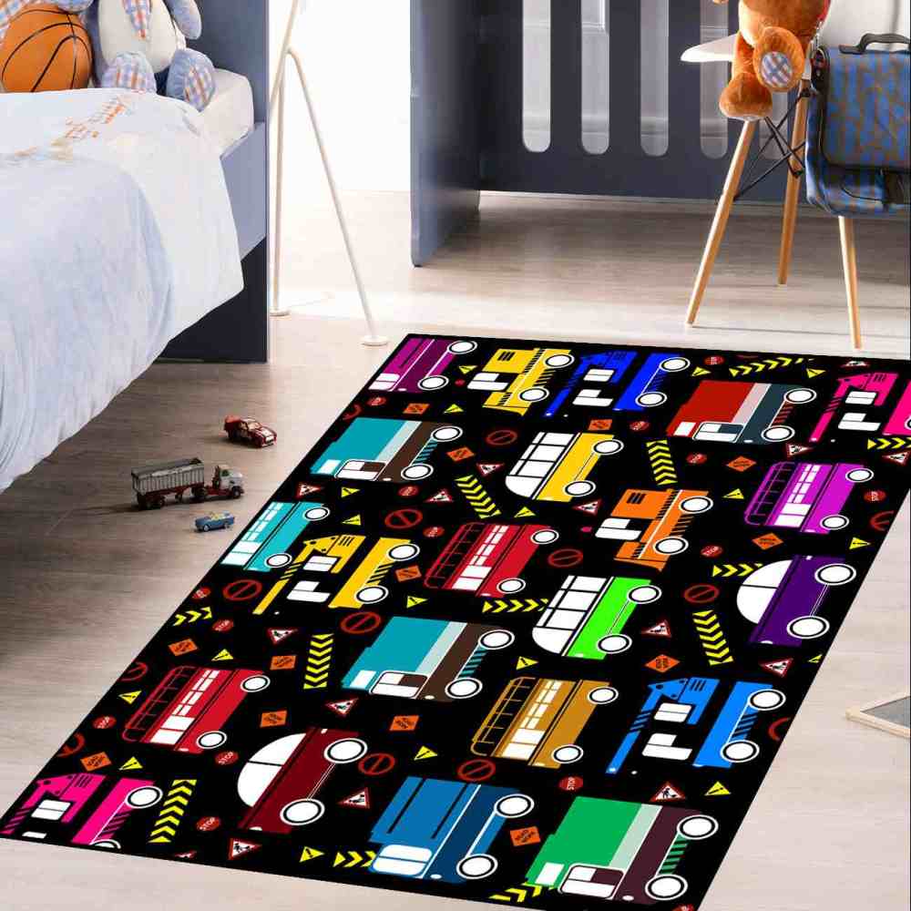 Colorful Cartoon Cars Nursery Floor Mat Upgrade Ultra Non-Slip | CozyLil