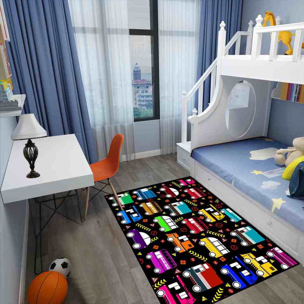 Colorful Cartoon Cars Nursery Floor Mat Upgrade Ultra Non-Slip | CozyLil