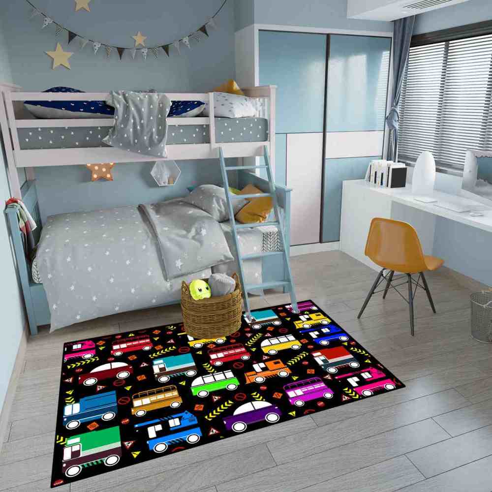 Colorful Cartoon Cars Nursery Floor Mat Upgrade Ultra Non-Slip | CozyLil