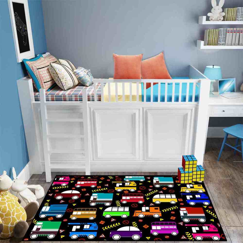 Colorful Cartoon Cars Nursery Floor Mat Upgrade Ultra Non-Slip | CozyLil