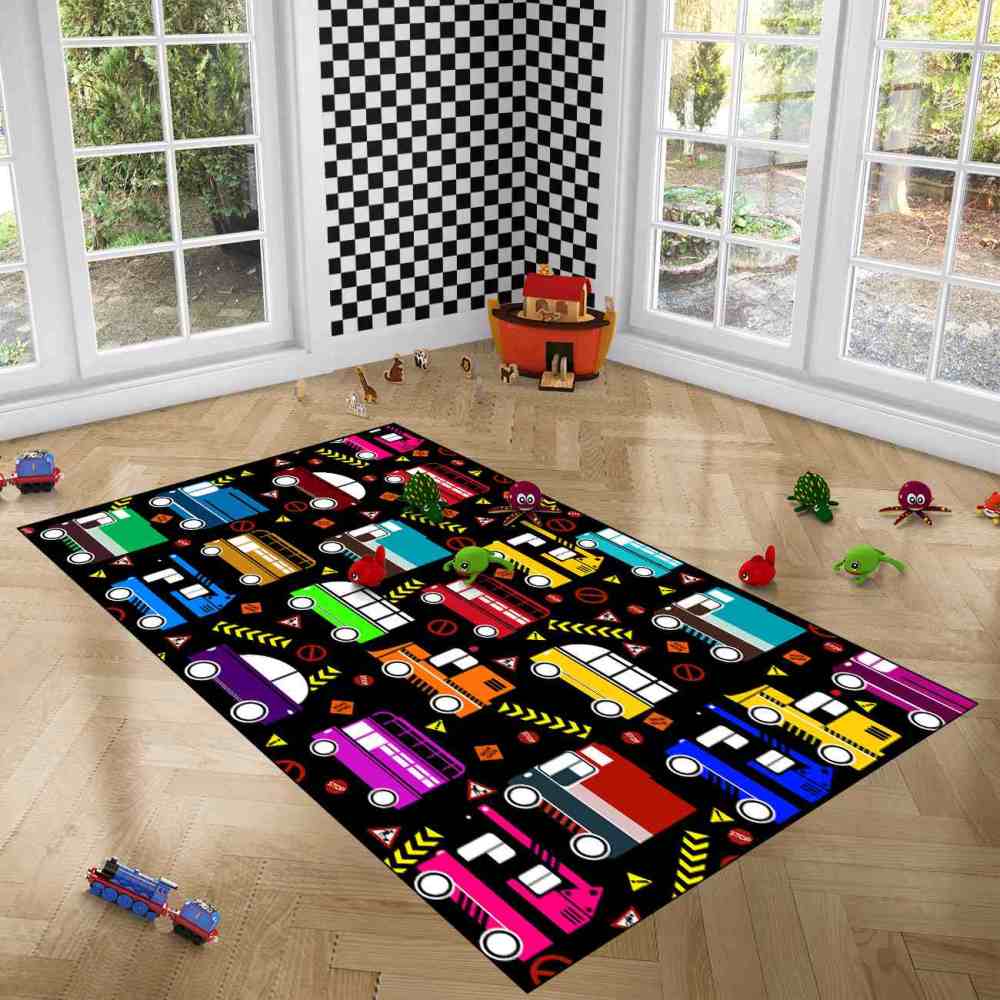 Colorful Cartoon Cars Nursery Floor Mat Upgrade Ultra Non-Slip | CozyLil