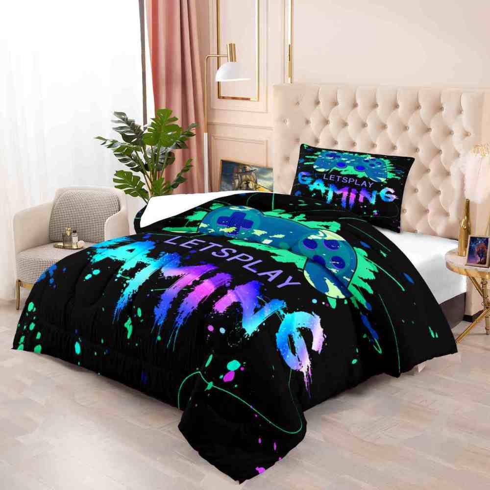 Neon Graffiti Gaming Comforter Set for Boys Bedroom | CozyLil