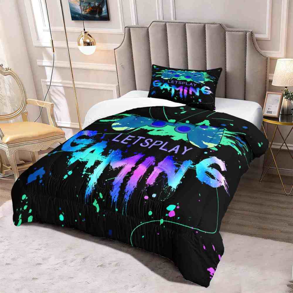 Neon Graffiti Gaming Comforter Set for Boys Bedroom | CozyLil