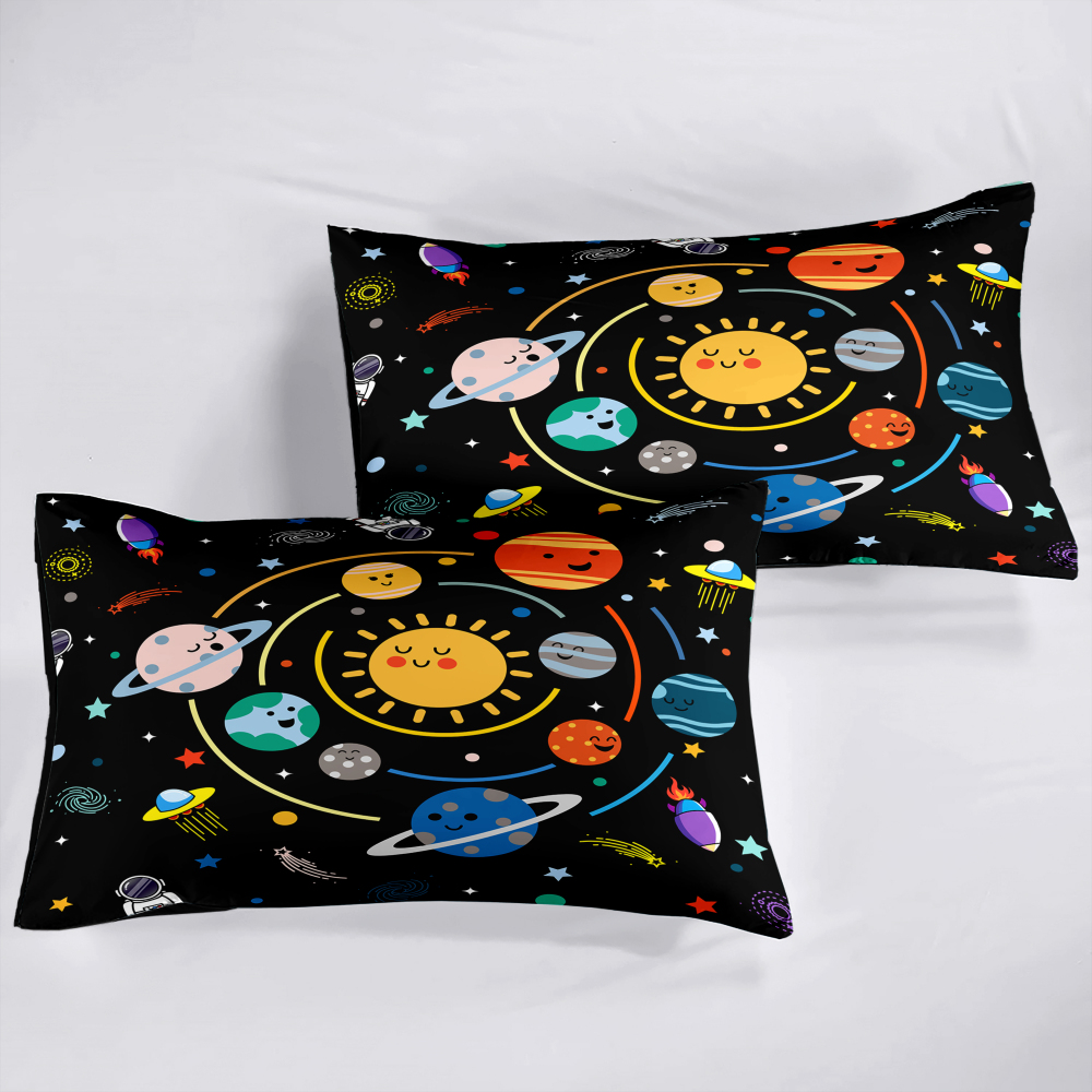 Cute Solar System Outer Space Comforter Set Kids Boys Bedding | CozyLil