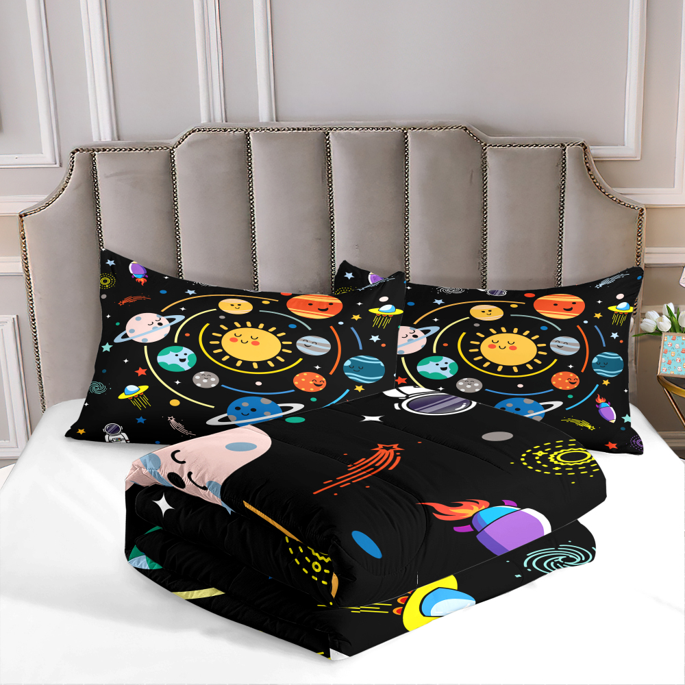 Cute Solar System Outer Space Comforter Set Kids Boys Bedding | CozyLil