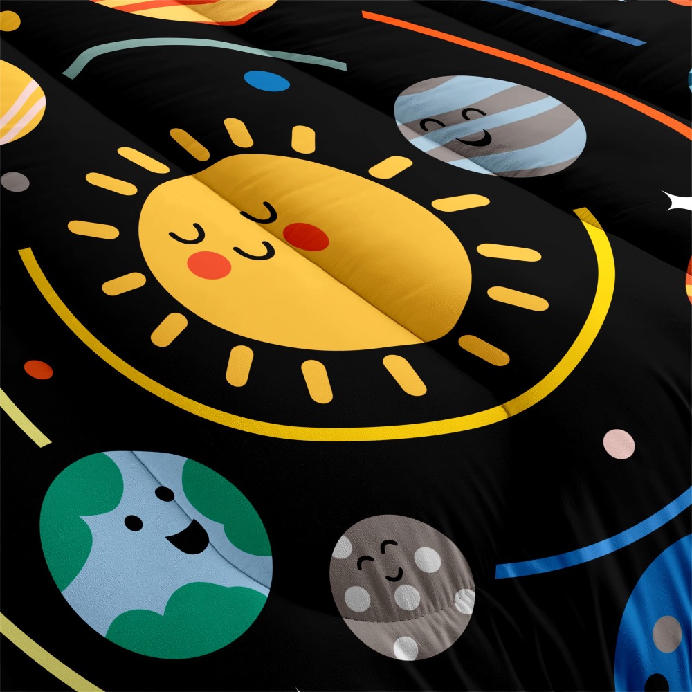 Cute Solar System Outer Space Comforter Set Kids Boys Bedding | CozyLil