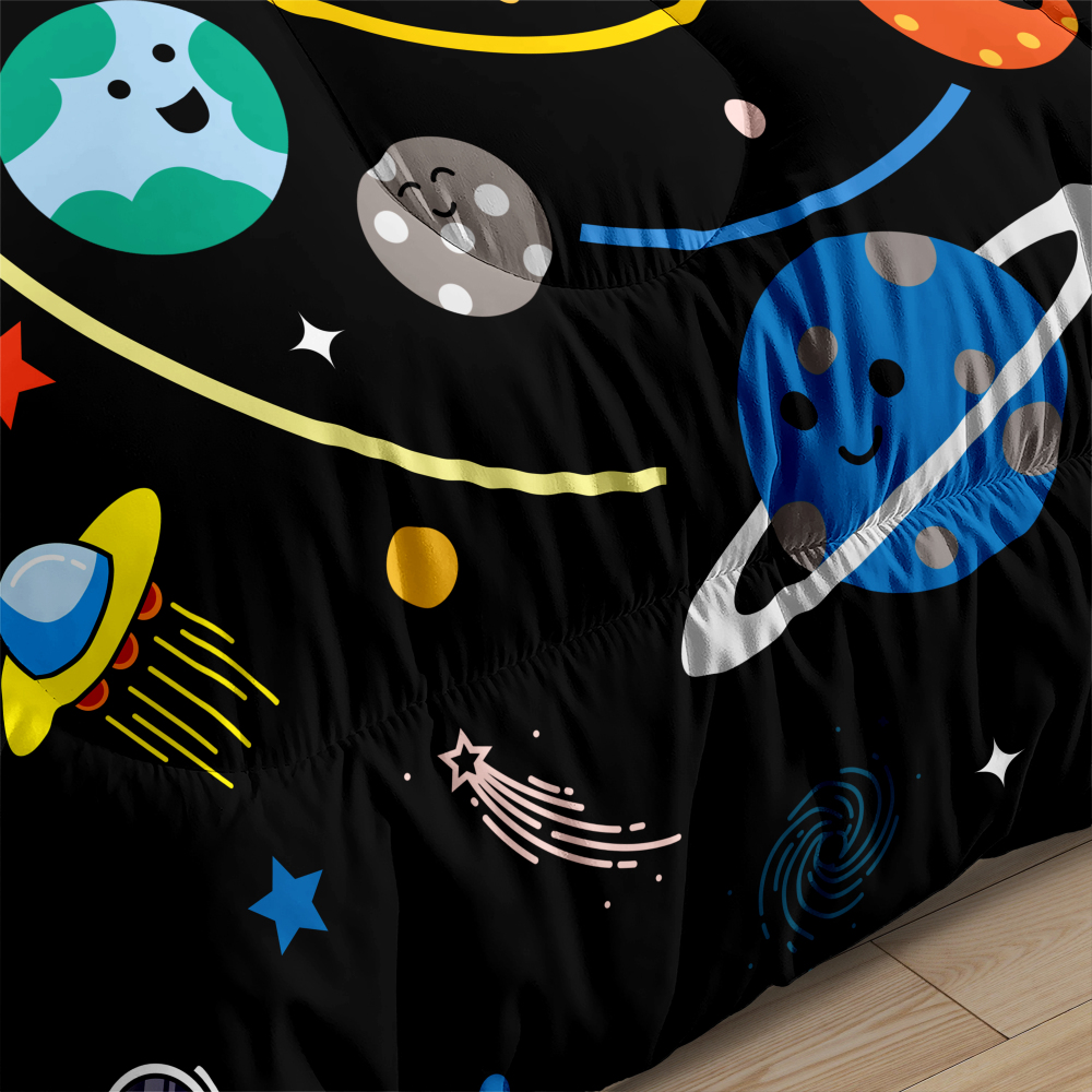 Cute Solar System Outer Space Comforter Set Kids Boys Bedding | CozyLil
