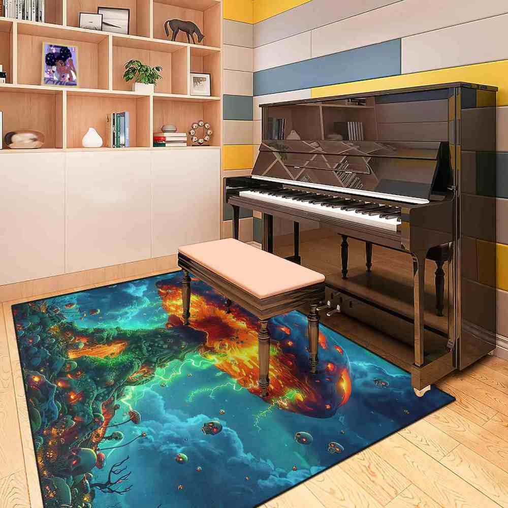Volcanic Magma Mushroom Skull Gamer Area Rug | CozyLil