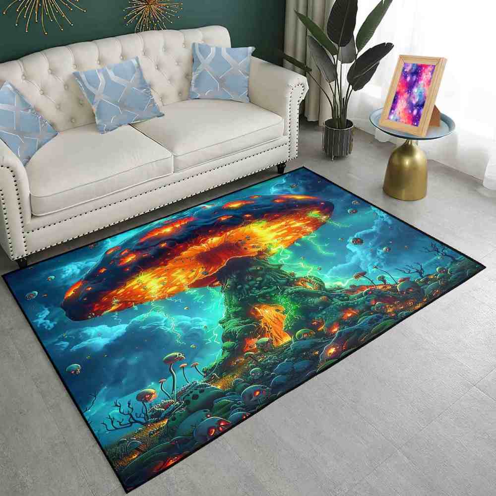 Volcanic Magma Mushroom Skull Gamer Area Rug | CozyLil