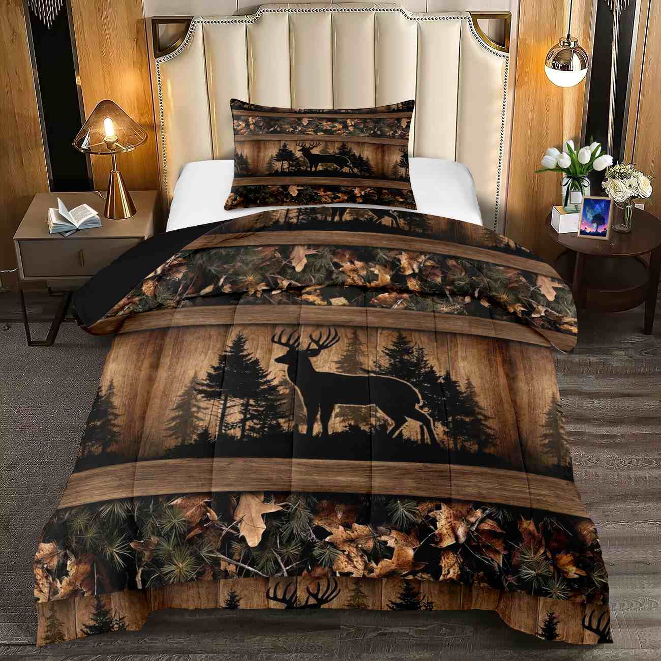 Rustic Buck Silhouette Forest Comforter Set | Boys Bedding | CozyLil