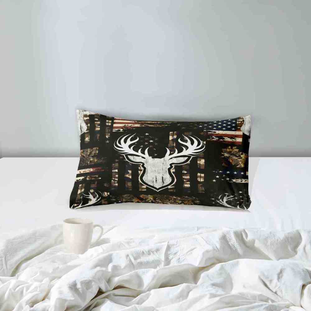 Rustic Flag Antler Comforter Set | Hunting Cabin Decor | CozyLil
