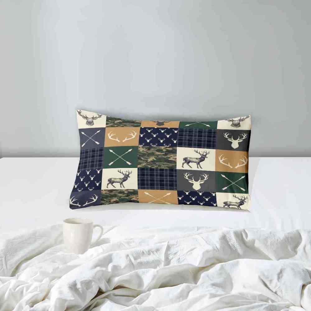 Patchwork Plaid Deer & Camo Comforter Set | Boys Room Bedding | CozyLil
