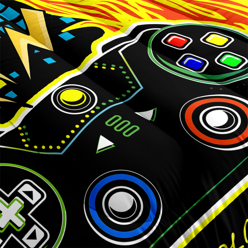 Neon Fire Gamer Comforter Set Boys Room Bedding | CozyLil