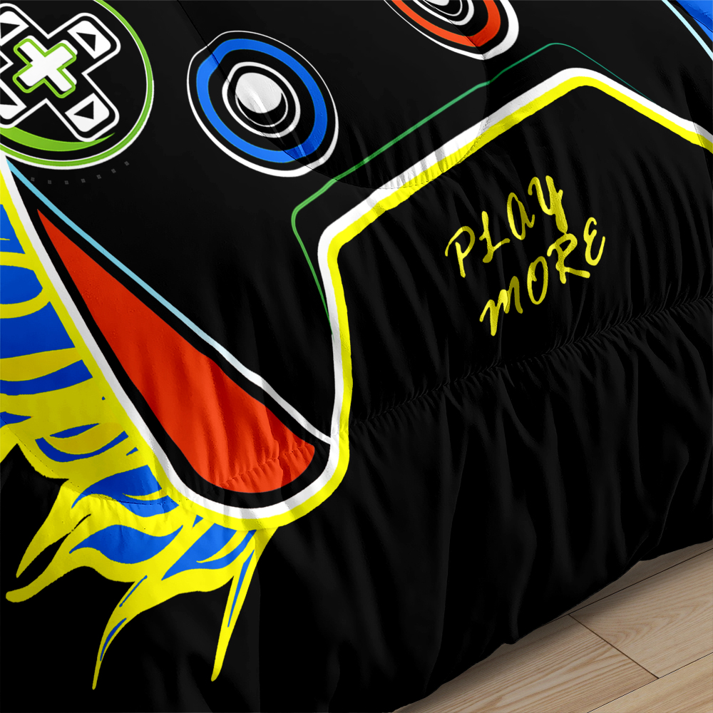 Neon Fire Gamer Comforter Set Boys Room Bedding | CozyLil