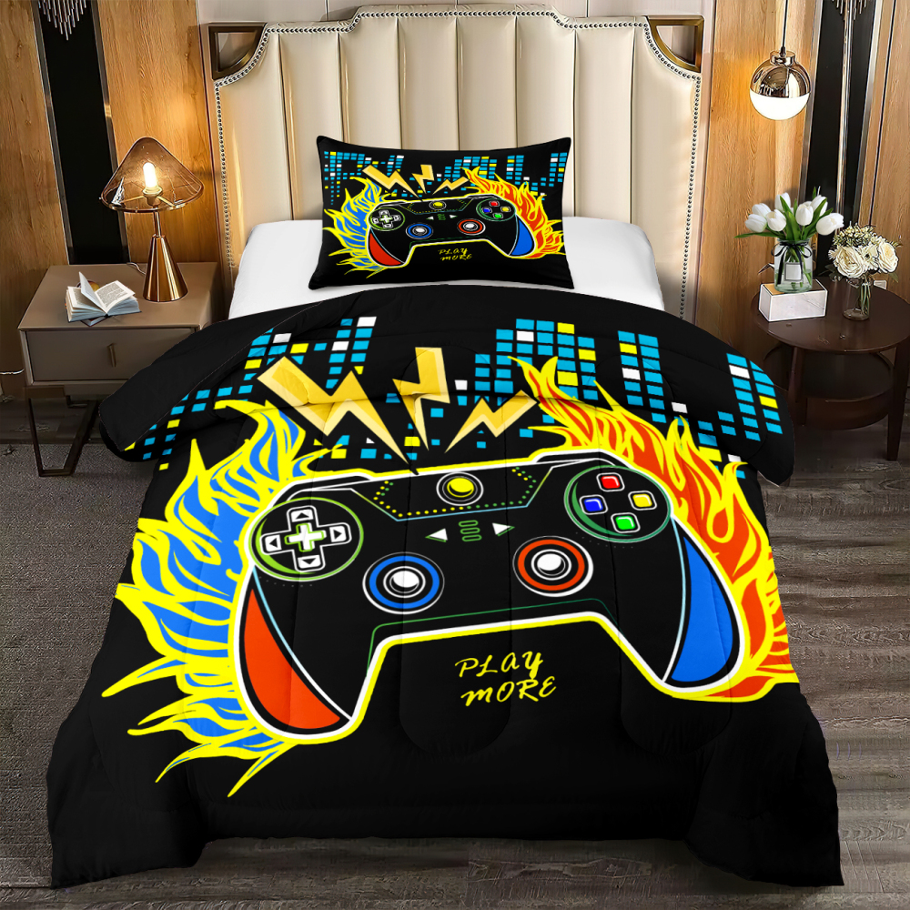 Neon Fire Gamer Comforter Set Boys Room Bedding | CozyLil