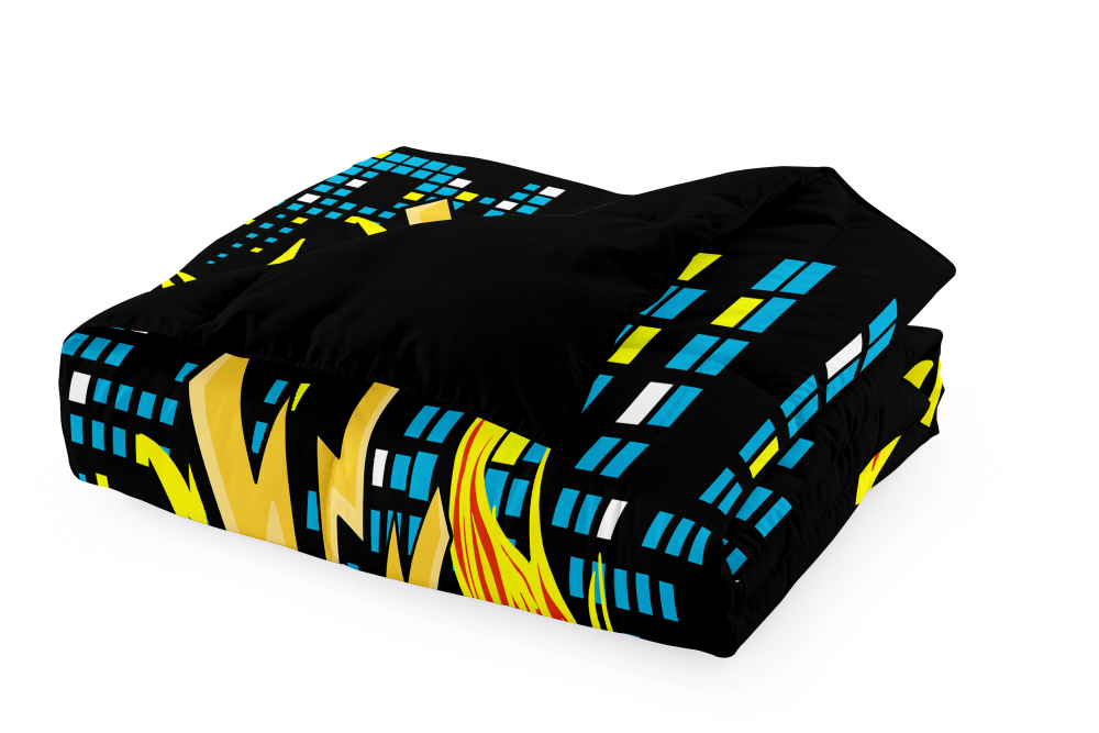 Neon Fire Gamer Comforter Set Boys Room Bedding | CozyLil
