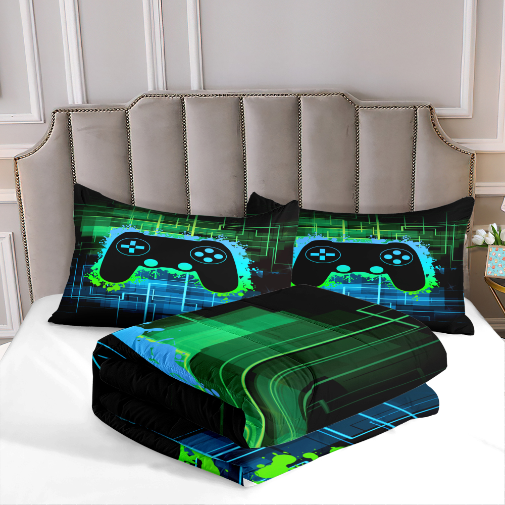 Cyber Grid Gamer Comforter Set Kids Bedding | CozyLil