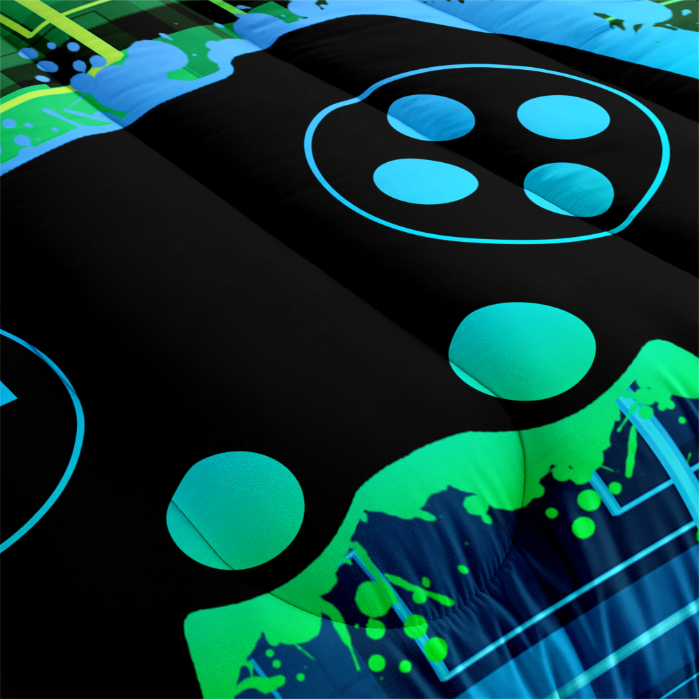Cyber Grid Gamer Comforter Set Kids Bedding | CozyLil