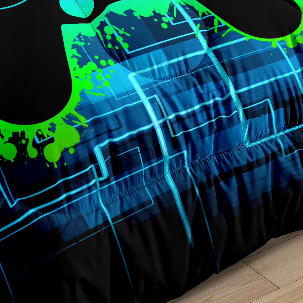 Cyber Grid Gamer Comforter Set Kids Bedding | CozyLil