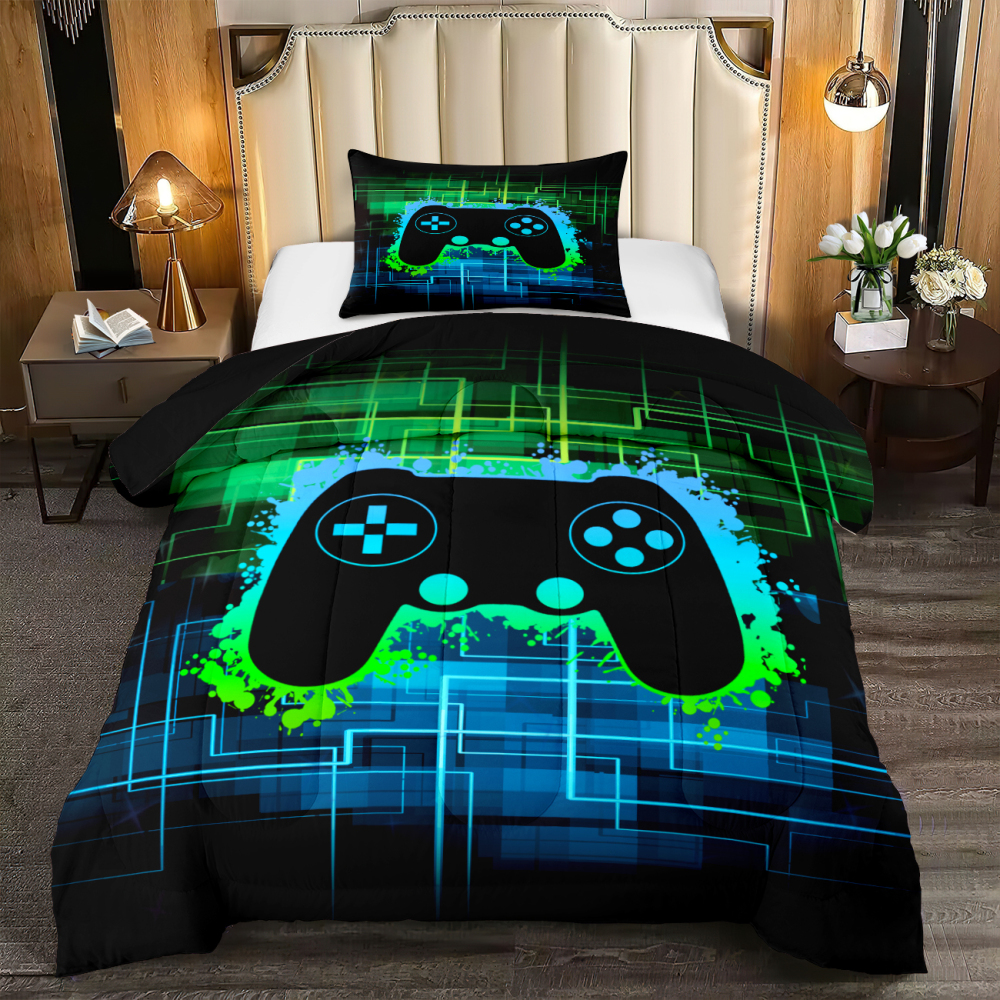 Cyber Grid Gamer Comforter Set Kids Bedding | CozyLil
