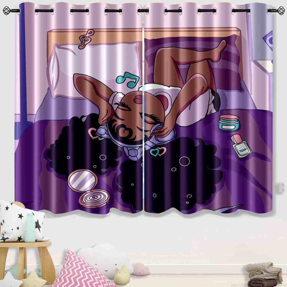 Melanin Magic Music Vibe Black Girl Room Curtains | CozyLil