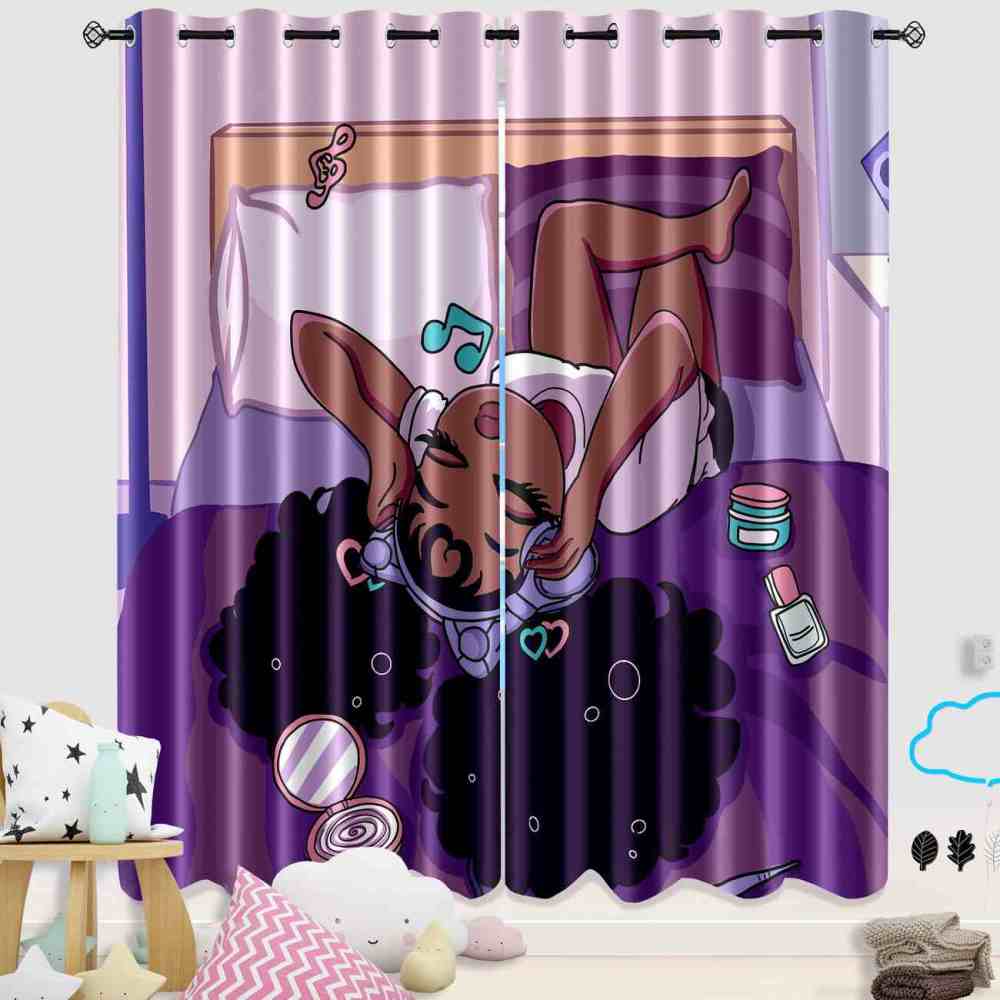 Melanin Magic Music Vibe Black Girl Room Curtains | CozyLil