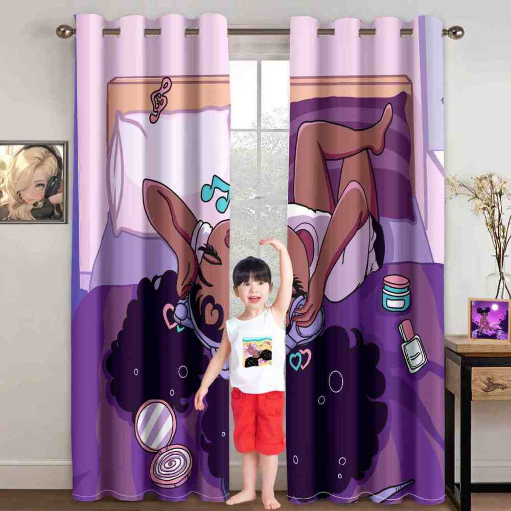 Melanin Magic Music Vibe Black Girl Room Curtains | CozyLil