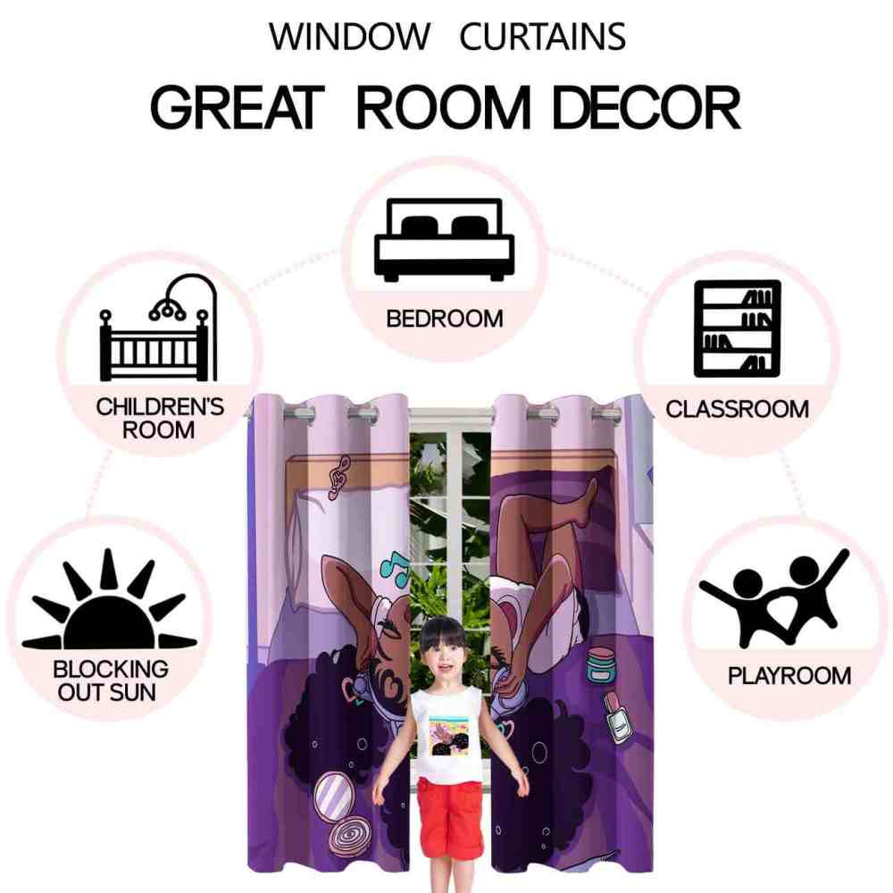 Melanin Magic Music Vibe Black Girl Room Curtains | CozyLil