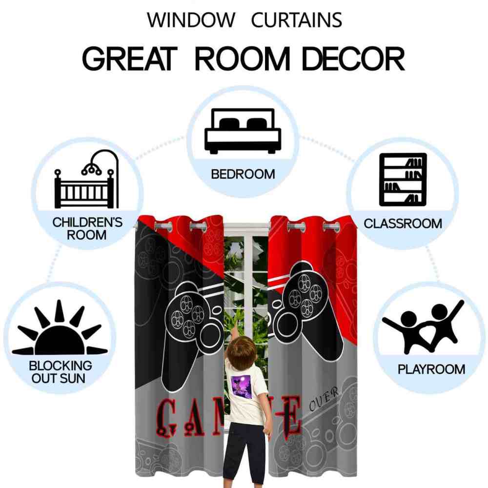 Classic Game Over Retro Gamer Window Curtains | CozyLil