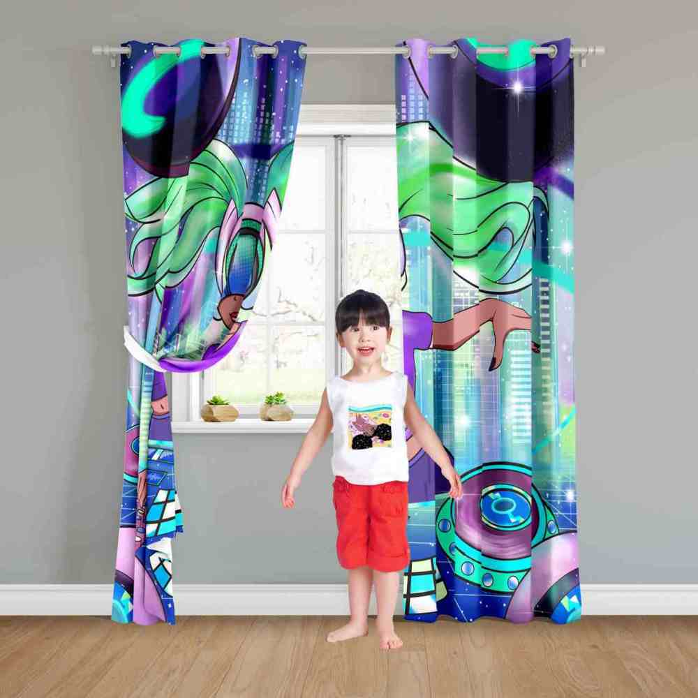 Futuristic African American Girl DJ Kids Curtains | CozyLil