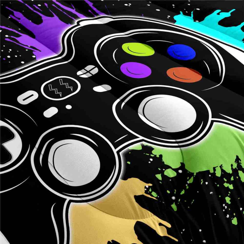 Paint Splatter Gamer Comforter Set Boys Bedding | CozyLil