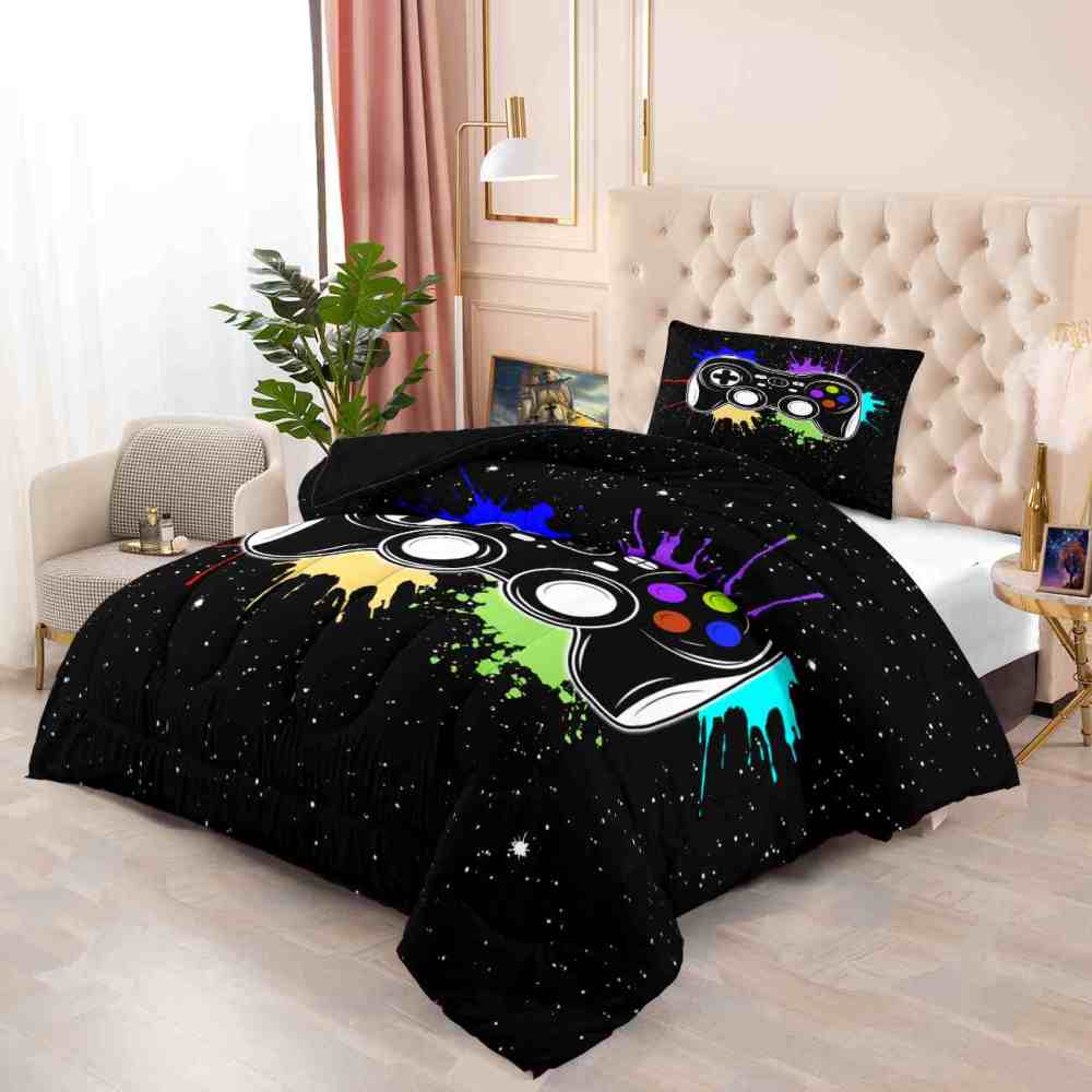 Paint Splatter Gamer Comforter Set Boys Bedding | CozyLil