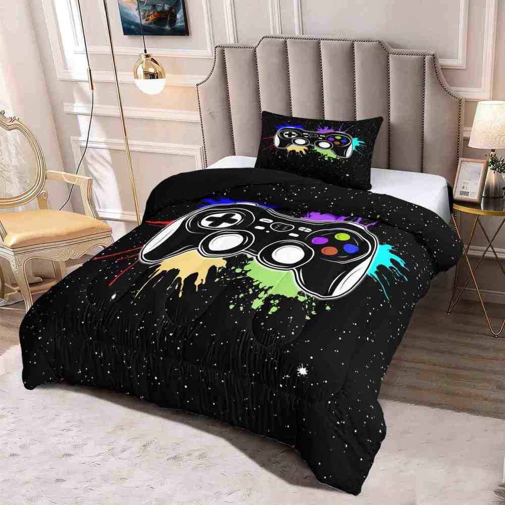 Paint Splatter Gamer Comforter Set Boys Bedding | CozyLil