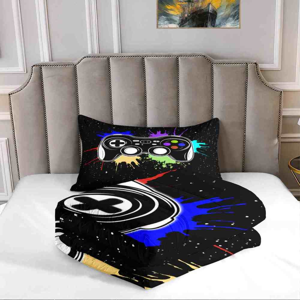 Paint Splatter Gamer Comforter Set Boys Bedding | CozyLil