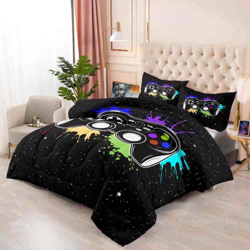Paint Splatter Gamer Comforter Set Boys Bedding | CozyLil