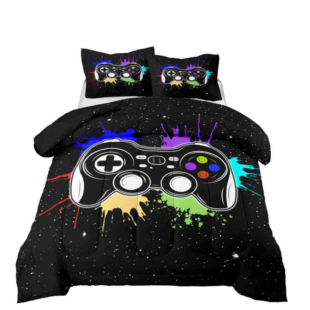 Paint Splatter Gamer Comforter Set Boys Bedding | CozyLil