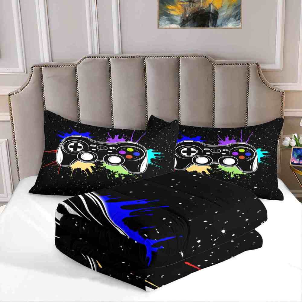 Paint Splatter Gamer Comforter Set Boys Bedding | CozyLil