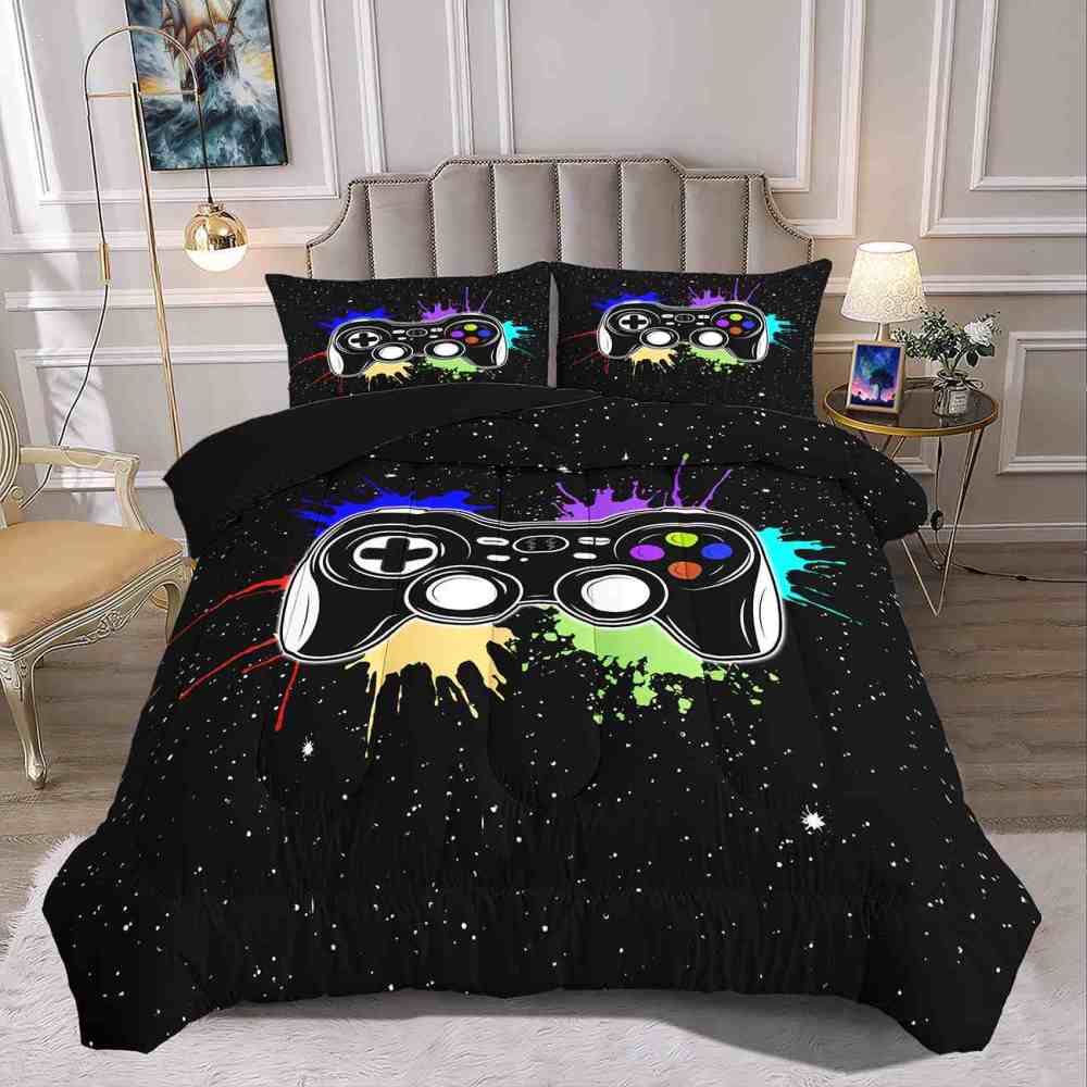 Paint Splatter Gamer Comforter Set Boys Bedding | CozyLil