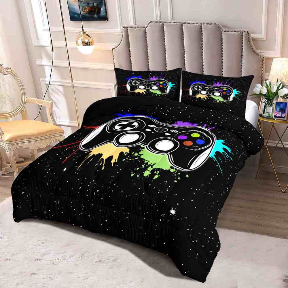 Paint Splatter Gamer Comforter Set Boys Bedding | CozyLil