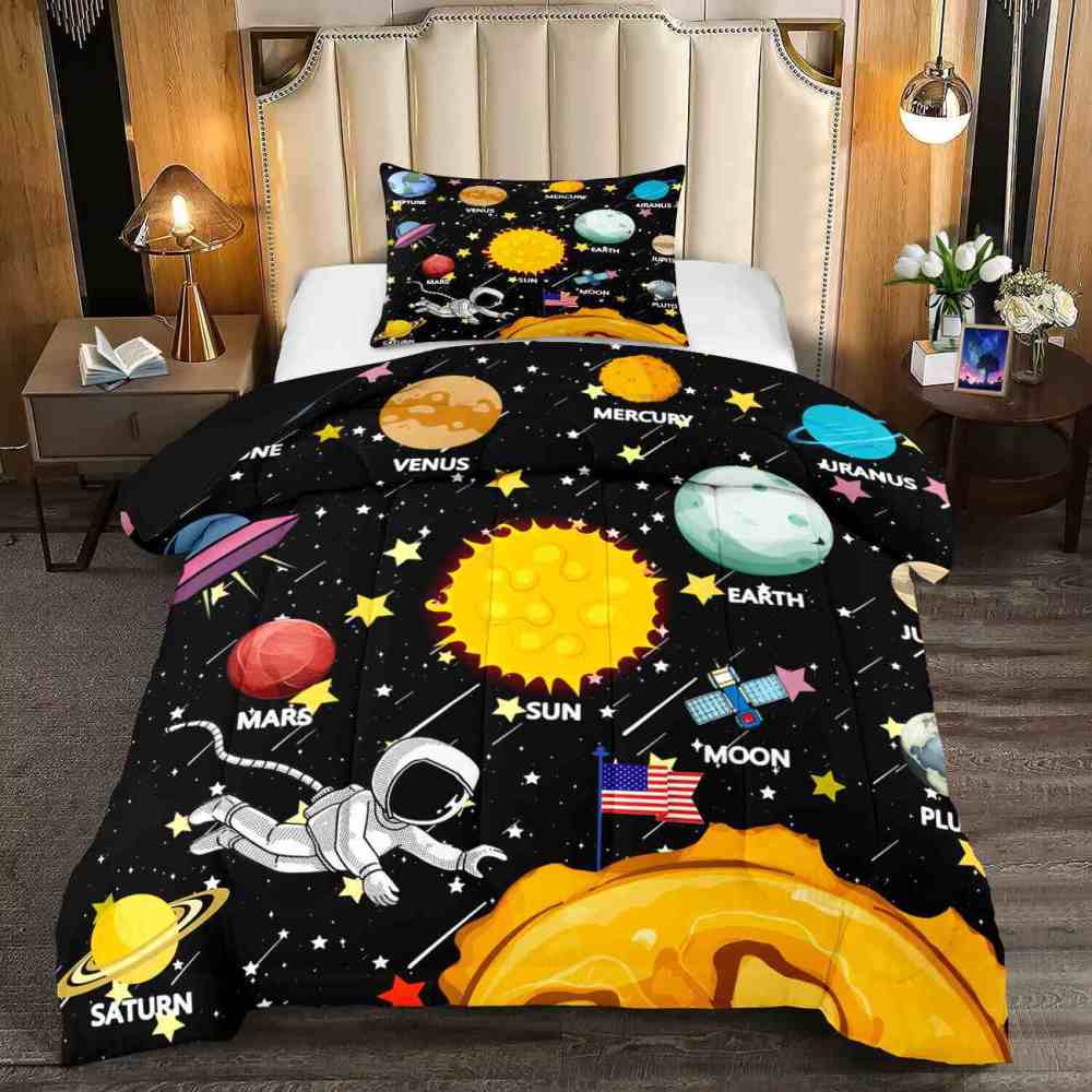Astronaut Solar System Comforter Set Kids Bedding | CozyLil
