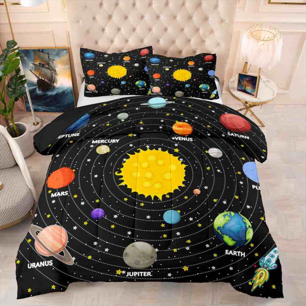 Rocket Orbit Solar System Comforter Set Boys | CozyLil