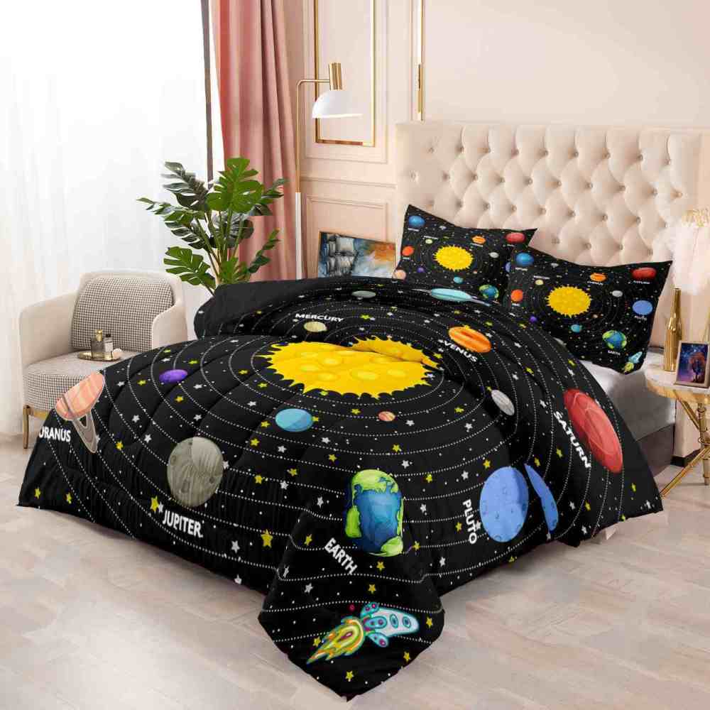 Rocket Orbit Solar System Comforter Set Boys | CozyLil