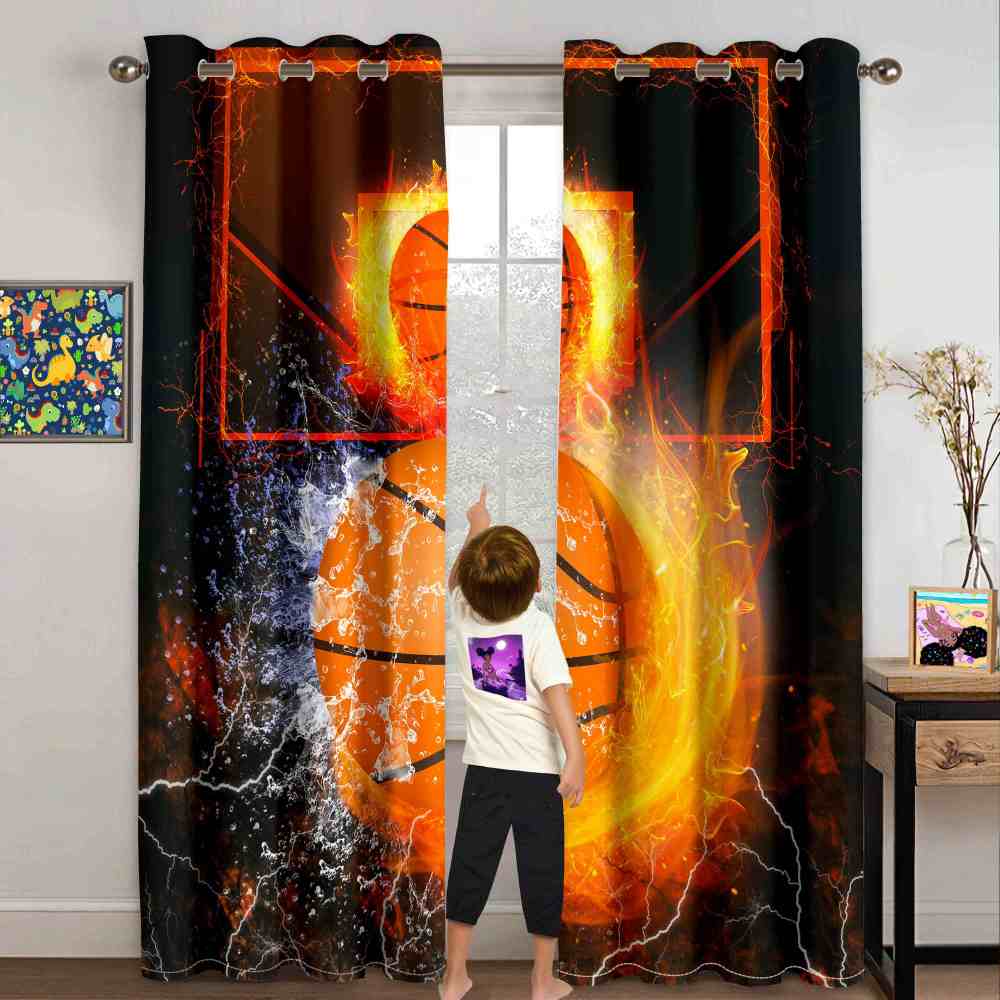Fire and Water Basketball Hoop Window Curtain Set | CozyLil