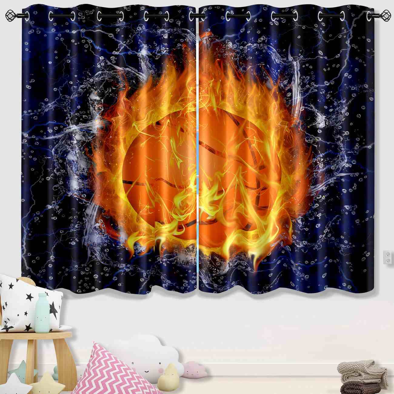 Fiery Basketball in Water Lightning Curtains | CozyLil