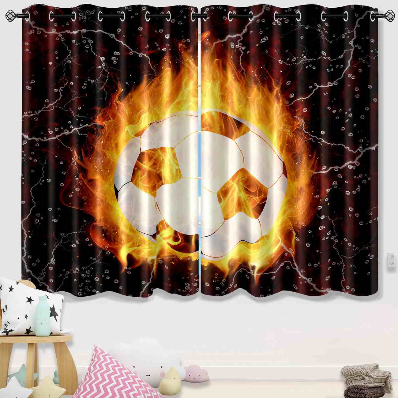 Molten Fire Soccer Ball Lightning Window Set | CozyLil