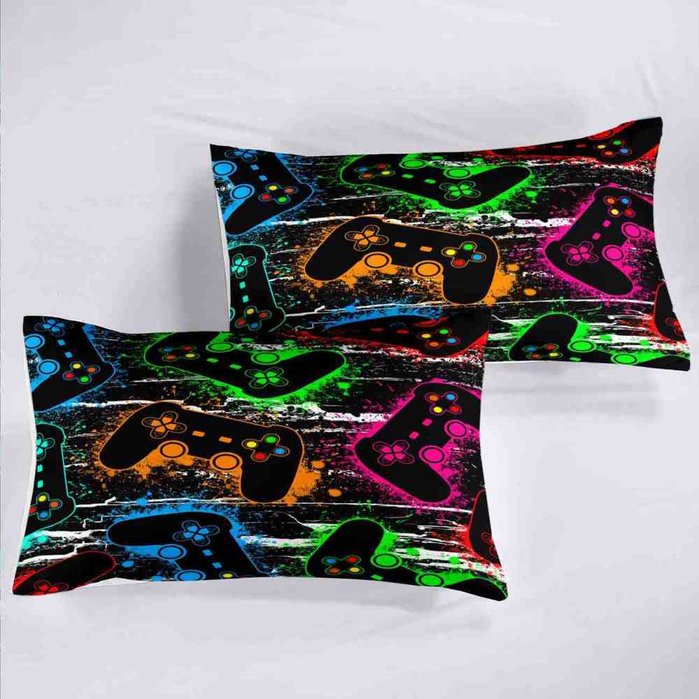 Neon Controllers Grunge Gamer Comforter Set | CozyLil